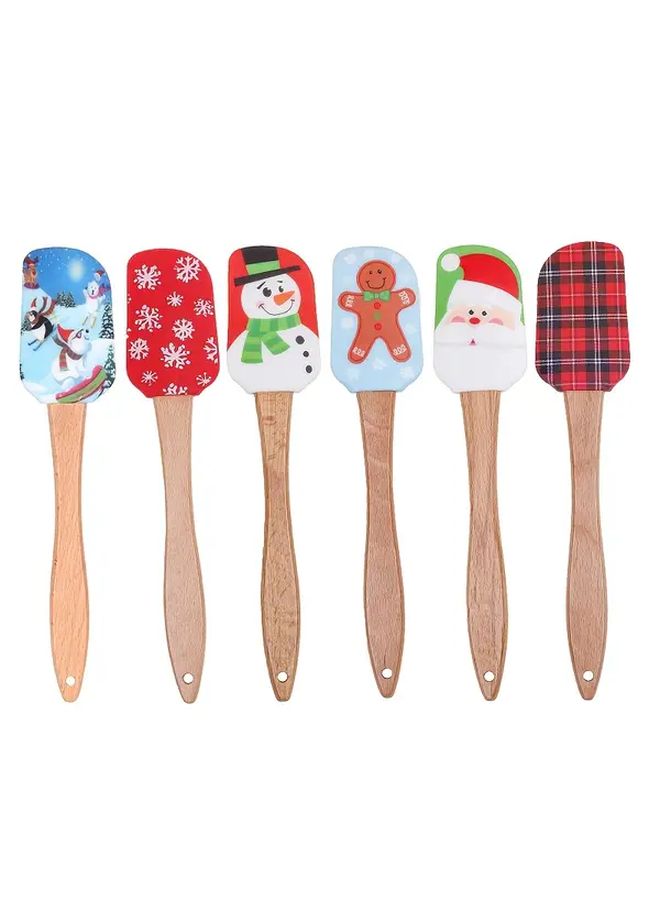 Christmas Baking Shovel Style 4 Silicone With Wooden Handle Kitchen Utensil Decor Gift - Image 1