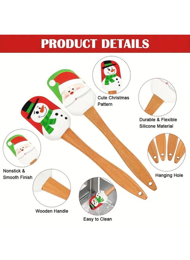 Christmas Baking Shovel Style 4 Silicone With Wooden Handle Kitchen Utensil Decor Gift - Image 2