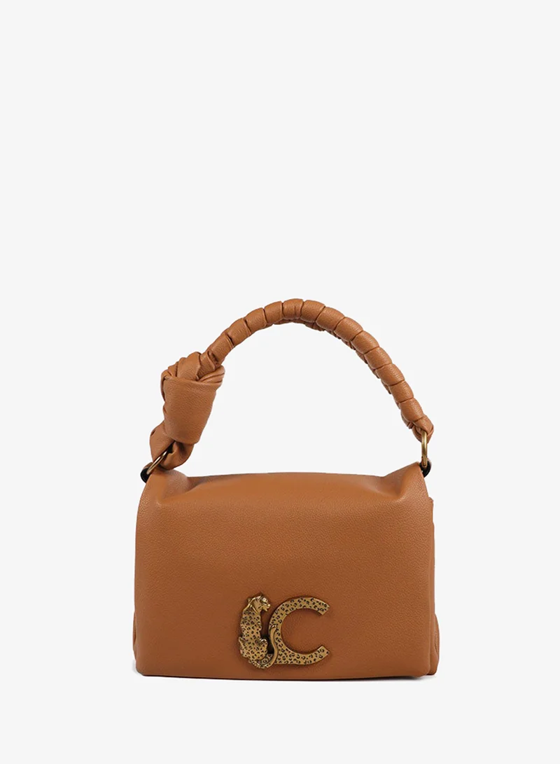 لولا كساديمونت Crossbody Bag with Flap and Knot Handle. Leopard LC Logo