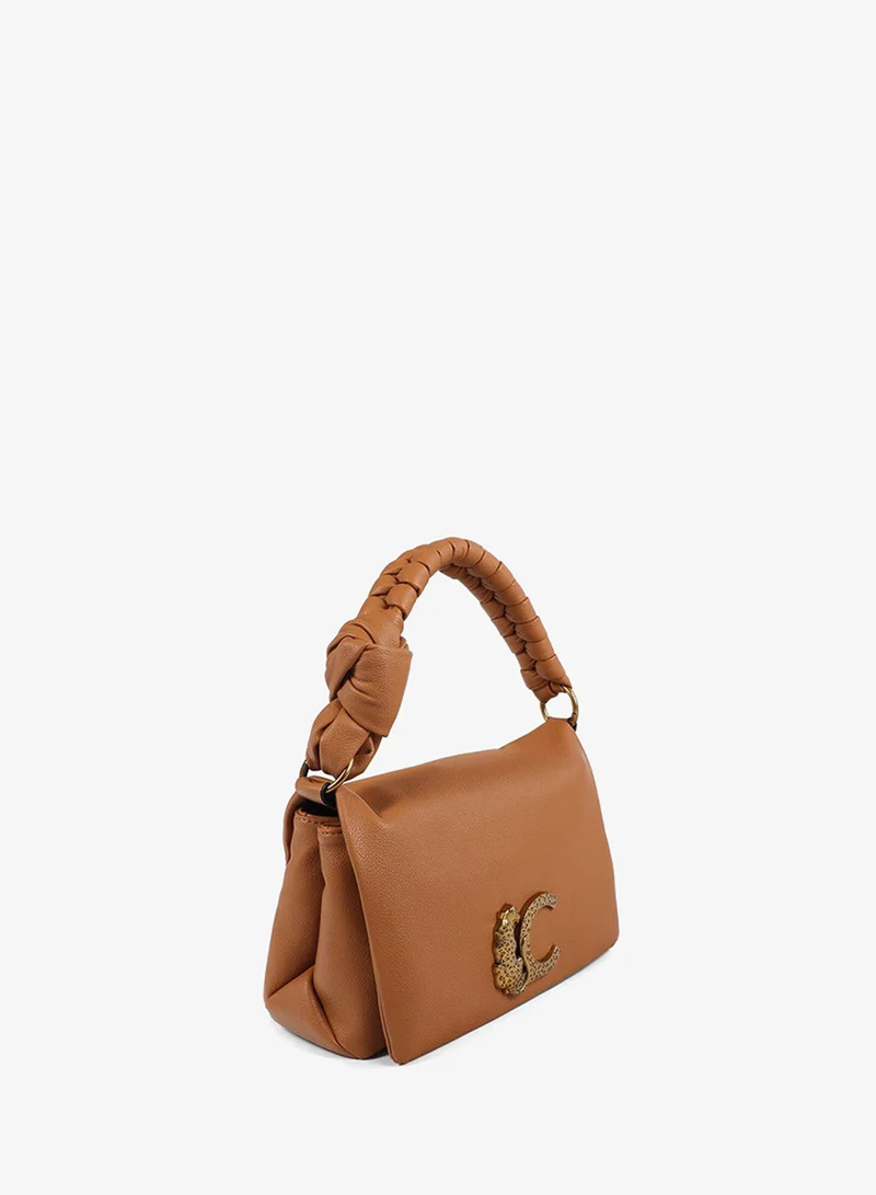 لولا كساديمونت Crossbody Bag with Flap and Knot Handle. Leopard LC Logo