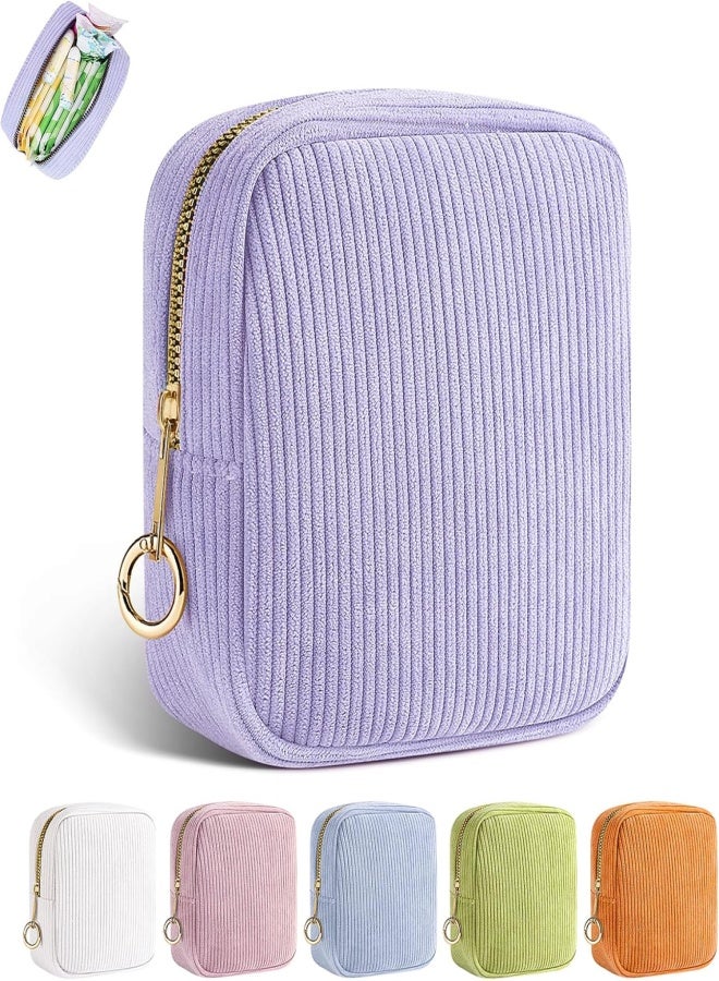 Playexen - Bolsa de periódico para adolescentes, bolsa de almacenamiento de servilletas sanitarias de pana, bolsas menstruales, soporte para tampón para cartera, A-lila, Bolsa de época - Image 2