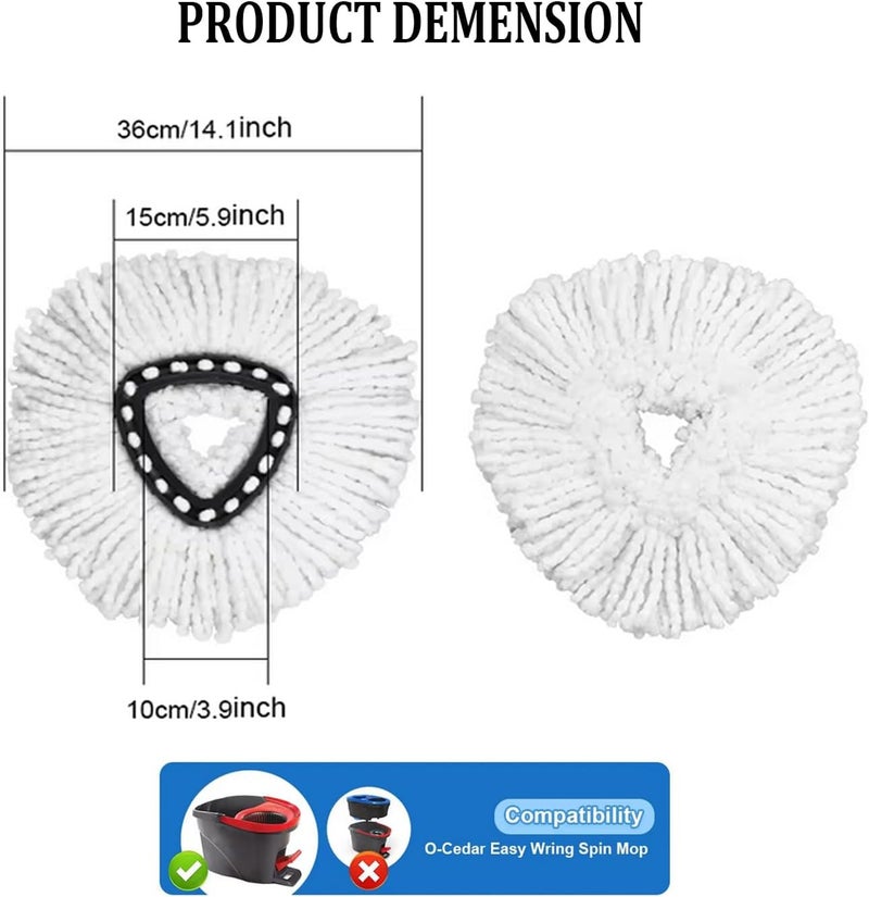 YEESON Spin Mop Replacement Head, 8 Pack Mop Refill Compatible with Ocedar Triangle Swivel Mops for House Cleaning and Floor Mopping - Image 2
