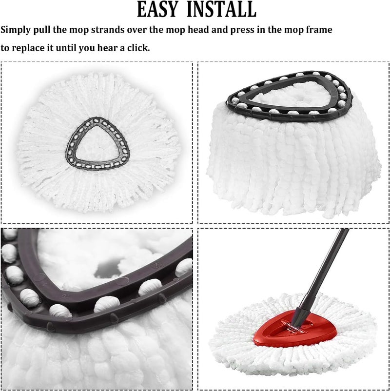 YEESON Spin Mop Replacement Head, 8 Pack Mop Refill Compatible with Ocedar Triangle Swivel Mops for House Cleaning and Floor Mopping - Image 4