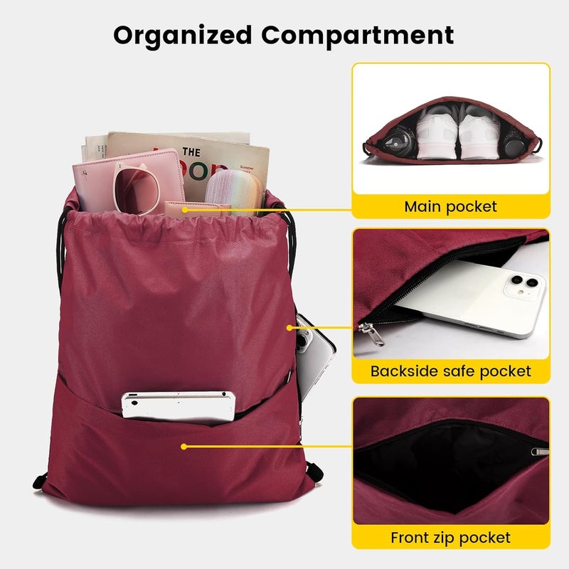 Vorspack Drawstring Backpack Water Resistant String Bag Sports Sackpack Gym Sack with Side Pocket for Men Women - Image 3