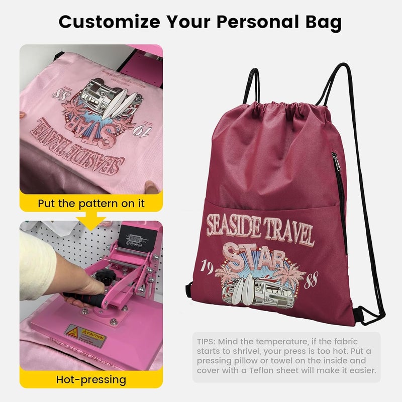 Vorspack Drawstring Backpack Water Resistant String Bag Sports Sackpack Gym Sack with Side Pocket for Men Women - Image 4