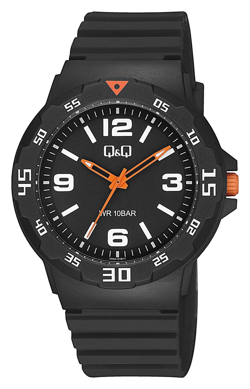 Q&Q Men’s Sports Analog Watch for Man Camouflage Dial – Black Case & Strap, Red Second Hand, 10 BAR Water Resistant, Stylish Mens Watch | Trendy Wrist Watch for Man Boys & Youth - V02A-009VY - Image 1