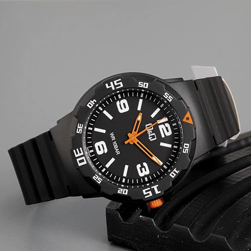 Q&Q Men’s Sports Analog Watch for Man Camouflage Dial – Black Case & Strap, Red Second Hand, 10 BAR Water Resistant, Stylish Mens Watch | Trendy Wrist Watch for Man Boys & Youth - V02A-009VY - Image 4