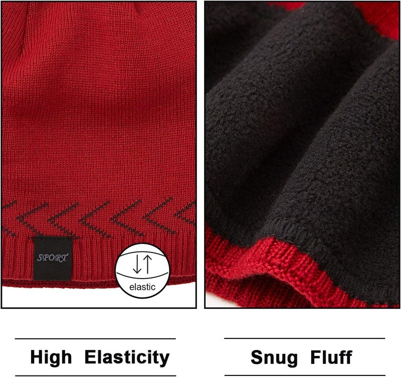 OMECHY Mens Winter Warm Knitting Hats Plain Skull Beanie Cuff Toboggan Knit Cap - Image 3