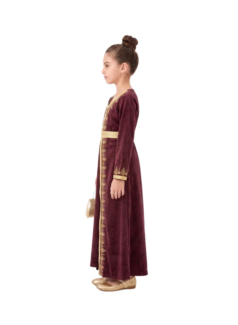 دىدانيالا Royal  Embroidered Kaftan - Burgundy