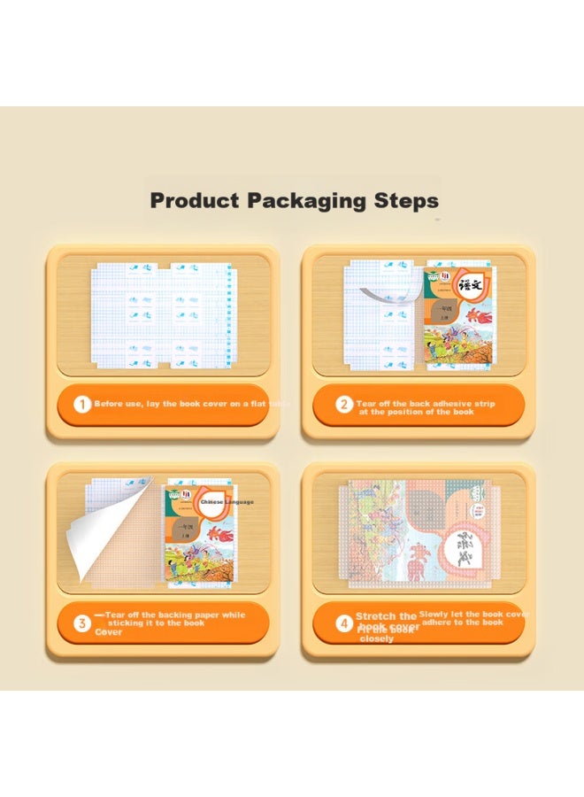 Time To Learn Self-adhesive Frosted Book Cover Large Size 10 Sheets Medium Size 20 Sheets With 30 Name Stickers Medium Size Pack For Elementary And Middle School Textbooks Transparent Waterproof Book
