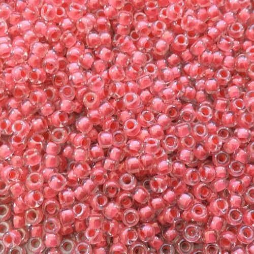 Miyuki Round Seed Bead Size 8/0 22g Coral Lined Crystal - Image 1