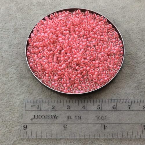 Miyuki Round Seed Bead Size 8/0 22g Coral Lined Crystal - Image 2