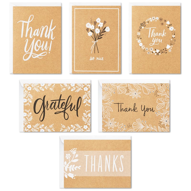 Hallmark Thank You Cards Assortment Rustic Kraft 48 Thank You Notes with Envelopes