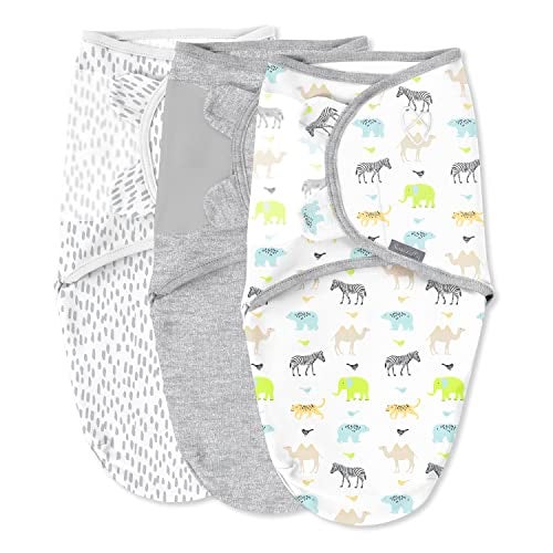 SwaddleMe سوادل مي من إنجينيتي سوادل - حجم صغير/متوسط، 0-3 أشهر، 3-pack (ليتل وايلد وان) - Image 1