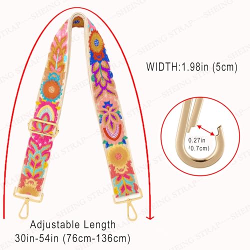SHEING Crochet Flower 1.97" Wide Purse Strap Replacement Crossbody Handbag Shoulder Strap Adjustable-Crochet 17 - Image 3