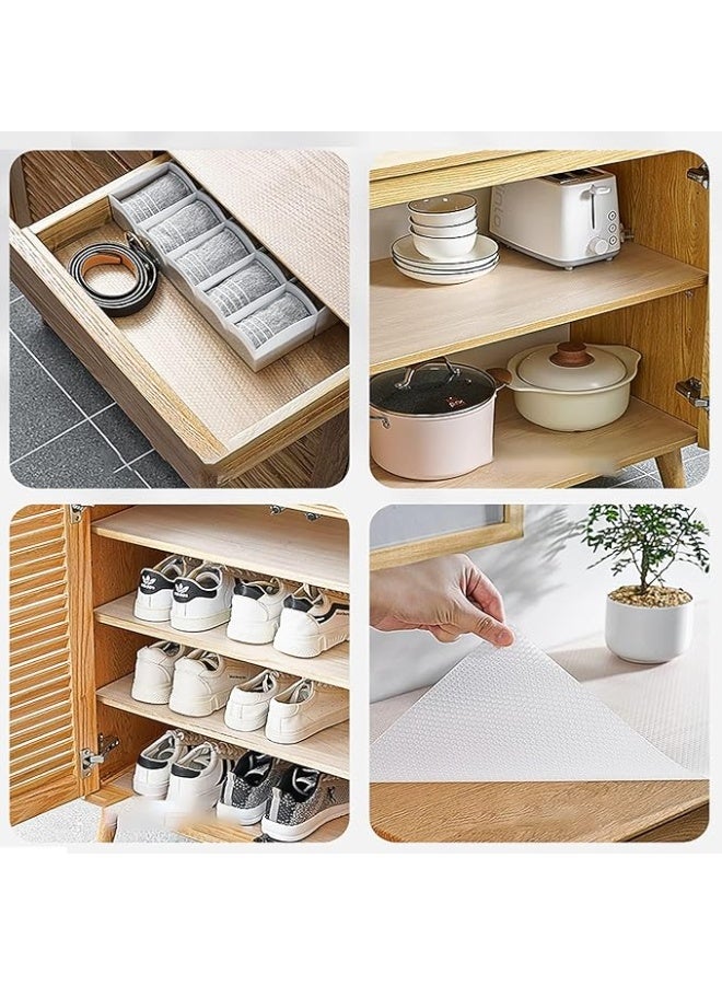 wolpin Anti-Slip Kitchen Cabinet Drawer Shelf Mat Liner Sheets (45 cm x 3 m Roll) Waterproof Strong Table Mat for Bathroom, Fridge, Textured Multipurpose (Transparent, White), Ethylene Vinyl Acetate  - Image 5
