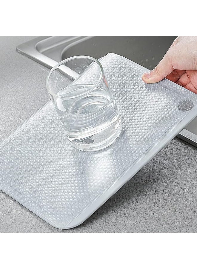 wolpin Anti-Slip Kitchen Cabinet Drawer Shelf Mat Liner Sheets (45 cm x 3 m Roll) Waterproof Strong Table Mat for Bathroom, Fridge, Textured Multipurpose (Transparent, White), Ethylene Vinyl Acetate  - Image 2
