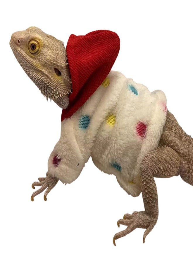 WCDJOMOP Bearded Dragons Hoodie - Handmade Adjustable Flannel Sweater Reptile Jacket Shirt for Skin Protection Small Animal Costume Apparel for Lizard Bearded Dragon Crested Gecko Chameleon (L, White) - Image 1
