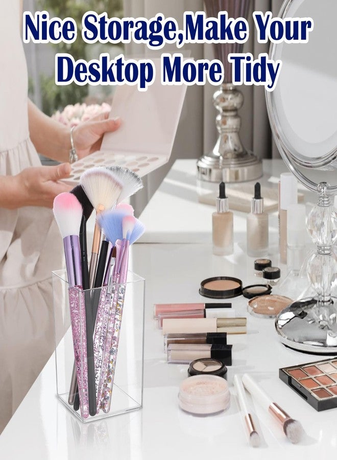 Kifmurase 24 Packs Acrylic Pen Holder, Clear Makeup Brush Holder, Rectangle Pencil Cup Desktop Organizer for Office School Home, Aesthetic Desk Penholder Storage Container Accessories, 2.6x2.6x3.9 In - Image 5
