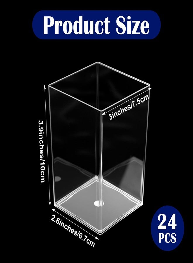Kifmurase 24 Packs Acrylic Pen Holder, Clear Makeup Brush Holder, Rectangle Pencil Cup Desktop Organizer for Office School Home, Aesthetic Desk Penholder Storage Container Accessories, 2.6x2.6x3.9 In - Image 2