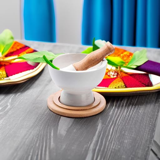 E-liu Porcelain Mortar and Pestle – Pill Crusher,Spice Grinder,Herb Bowl,Pesto Powder – Gift Ideal – with Anti-Slip Base and Grip – Molcajete for Seasoning,Paste and Guacamole. - Image 5
