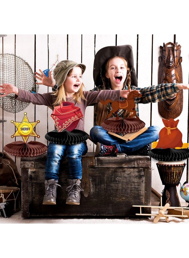Chinco 9 Pieces Cowboy Western Party Decorations Wild West Cowboy Honeycomb Centerpieces For Tables Wild West Party Decorations Western Theme Party Decorations For Birthday Baby Shower Supplies - Image 5