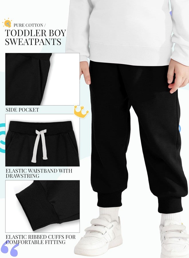 HXP 4 Pack Toddler Boys Sweatpants Pure Cotton Toddler Sweatpants Boys Kids Joggers Pants with Pocket Drawstring, Neutral Gray, Dark Gray, Gray, Black, 3 Years - Image 4