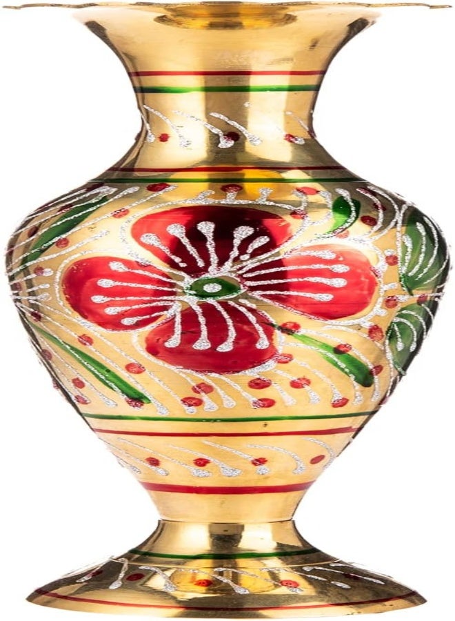 AKDC Brass Flower Vase 9Cm X 9Cm X 23Cm Gold, Green, Red And White - Image 5