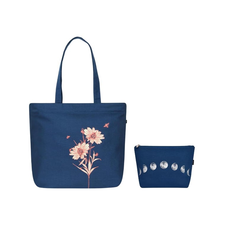 EcoRight Large Canvas Tote Bag for Women, Tote Handbags for Women with Zipper & Inner Pocket for College, Shopping, Office - Image 1