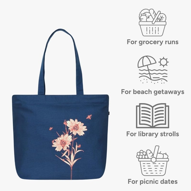 EcoRight Large Canvas Tote Bag for Women, Tote Handbags for Women with Zipper & Inner Pocket for College, Shopping, Office - Image 5