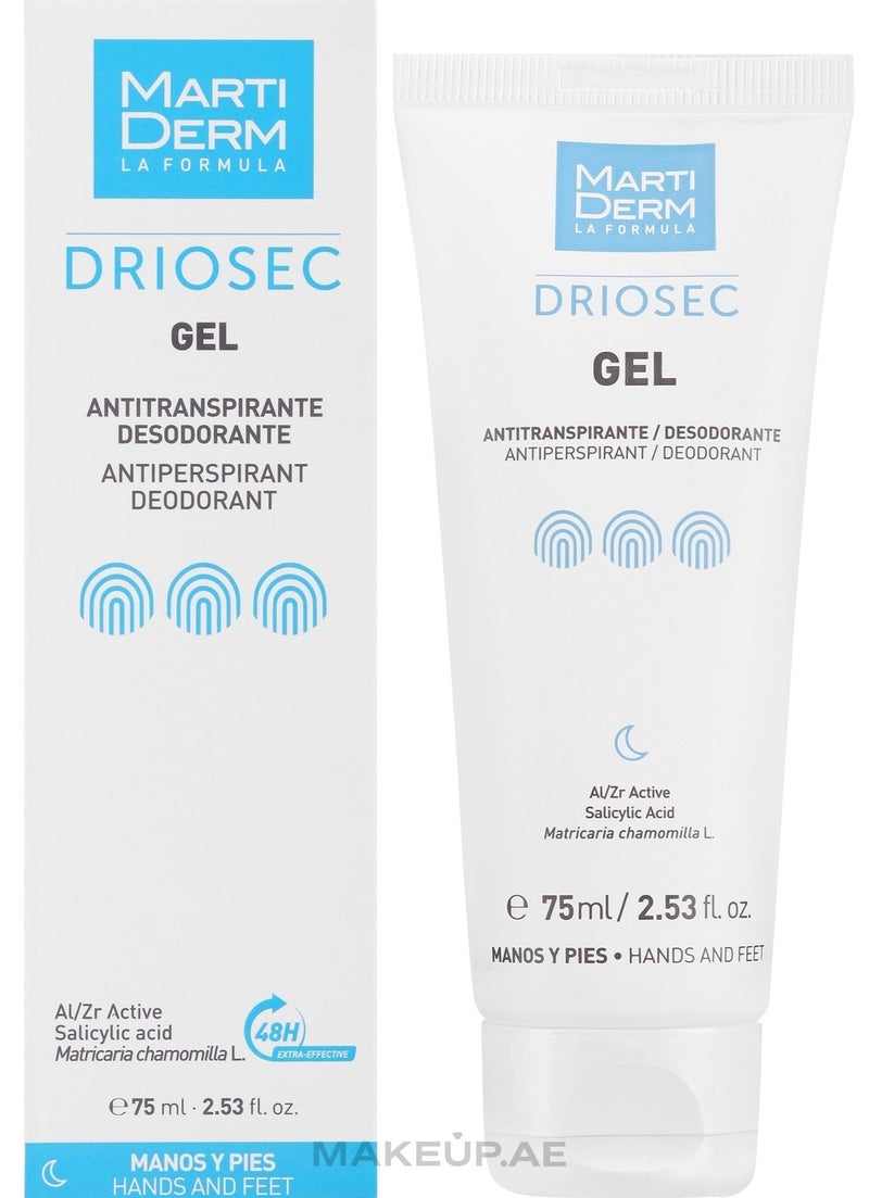 MartiDerm Driosec Antiperspirant and Deodorant Gel for Hands and Feet - 75ml