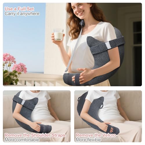 RoamReady Rotator Cuff Pillow, Removable Shoulder Support Pillow for Frozen Shoulder Relief, Post Arm Surgery Recovery Supplies, Broken Arm Cushion for Pain Relief and Side Sleeping, Dark Gray - Image 5