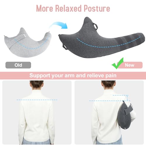 RoamReady Rotator Cuff Pillow, Removable Shoulder Support Pillow for Frozen Shoulder Relief, Post Arm Surgery Recovery Supplies, Broken Arm Cushion for Pain Relief and Side Sleeping, Dark Gray - Image 3