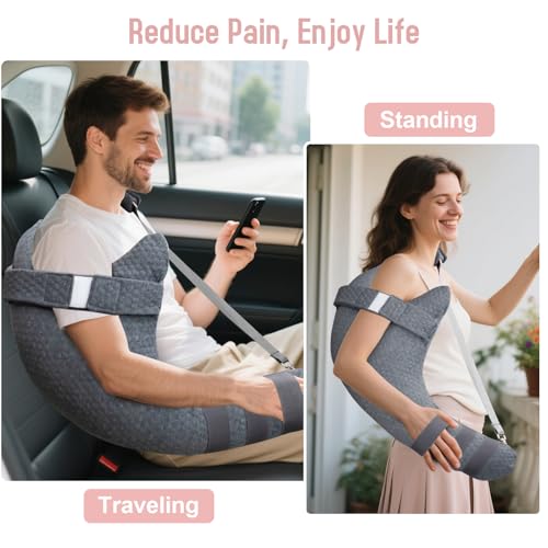 RoamReady Rotator Cuff Pillow, Removable Shoulder Support Pillow for Frozen Shoulder Relief, Post Arm Surgery Recovery Supplies, Broken Arm Cushion for Pain Relief and Side Sleeping, Dark Gray - Image 2