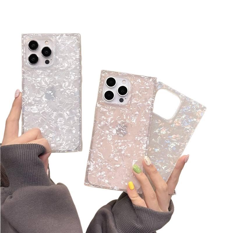 غطاء واقي، مقاوم للصدمات لـ iPhone 14 / 14 Plus / 14 Pro / 14 Pro Max، Laser Shell Pattern، سيليكون، نقشة الصدفة، حماية من السقوط من السيليكون للمدرسة للهدايا خفيف الحمل - Image 2