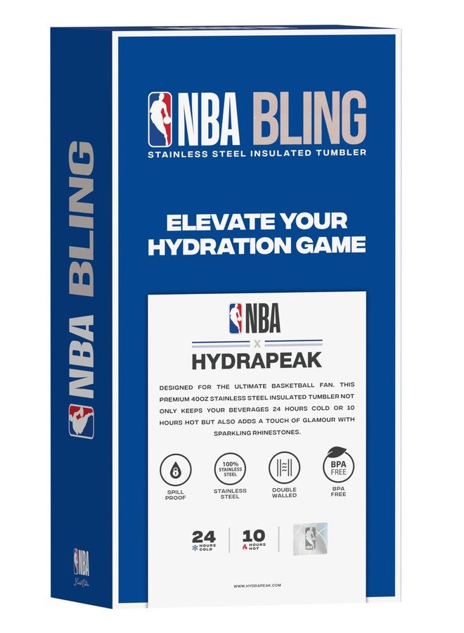 هيدرابيك كوب هيدرابيك x NBA المرخص رسميًا لفريق فينيكس صنز فويجر، مصنوع من الفولاذ المقاوم للصدأ، سعة 40 أونصة، مزين بأحجار الراين، مع مقبض، وزجاجة مياه معزولة مرصعة بأحجار الراين، مزودة بماصة وغطاء، ويأتي مع علبة هدايا. - Image 3