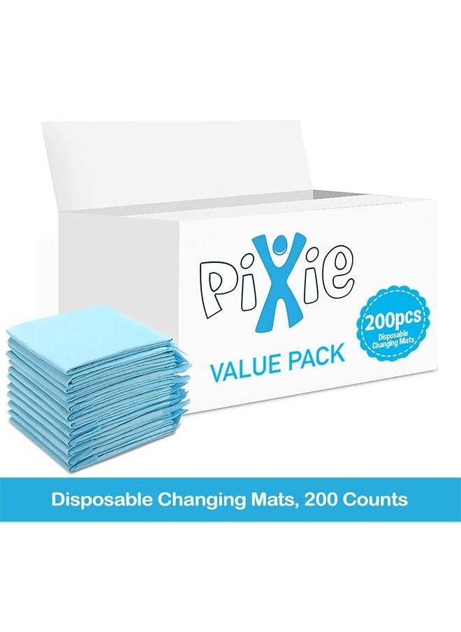 Pixie Disposable Changing Mats, 200 Counts, Soft Waterproof Mat, Portable Leak Proof Changing Mat, New Mom Leak-Proof Under pad, Mattress Table Protector Pad  - Image 2