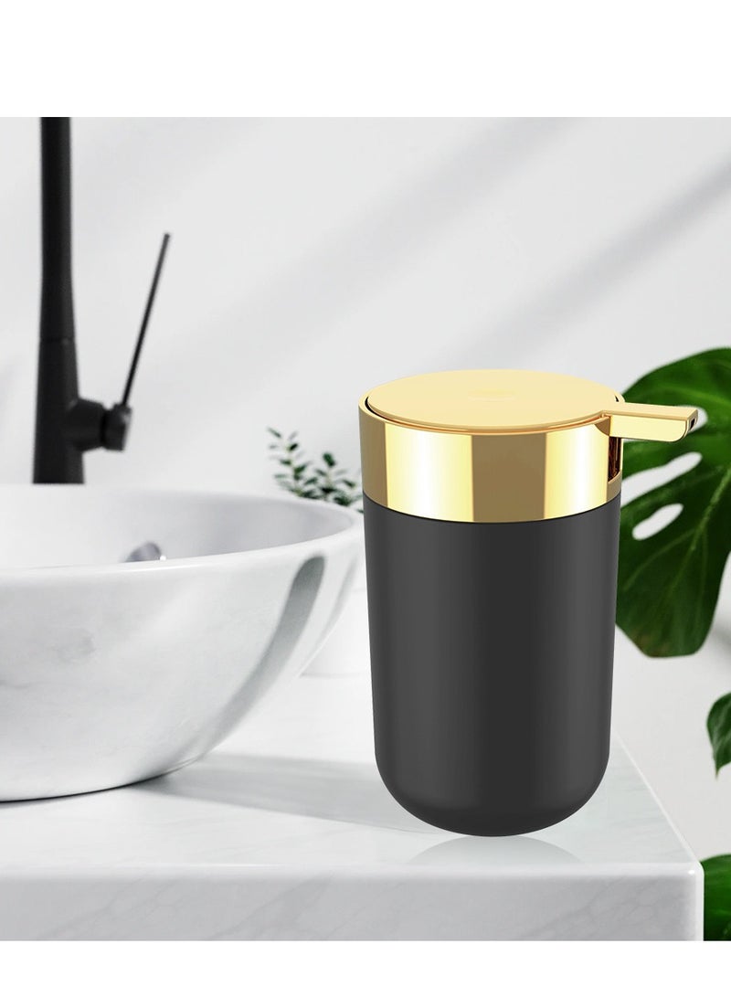 مجموعة حمام سوداء فاخرة من 6 قطع مطلية بالذهب - تشمل سلة قمامة، فرشاة مرحاض، موزع صابون، حامل فرشاة أسنان، كوب، وصحن صابون - Image 4