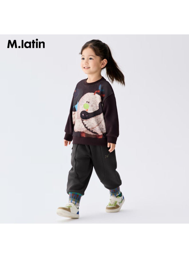 M.latin Kids Pants 25 Winter New Boys Girls Toddler Plush Knit Long Pants With Hugging Beast Carrot Design - Image 2