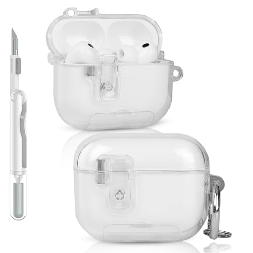 LEWOTE Case Compatible with Apple Airpods Pro 3 Protective Funny Cute Cartoon Slim Cover with Keychain and Clean Kit (Transparent) - Image 1