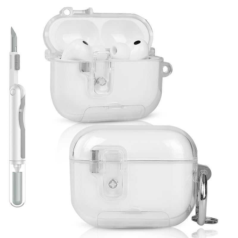 LEWOTE Case Compatible with Apple Airpods Pro 3 Protective Funny Cute Cartoon Slim Cover with Keychain and Clean Kit (Transparent) - Image 5