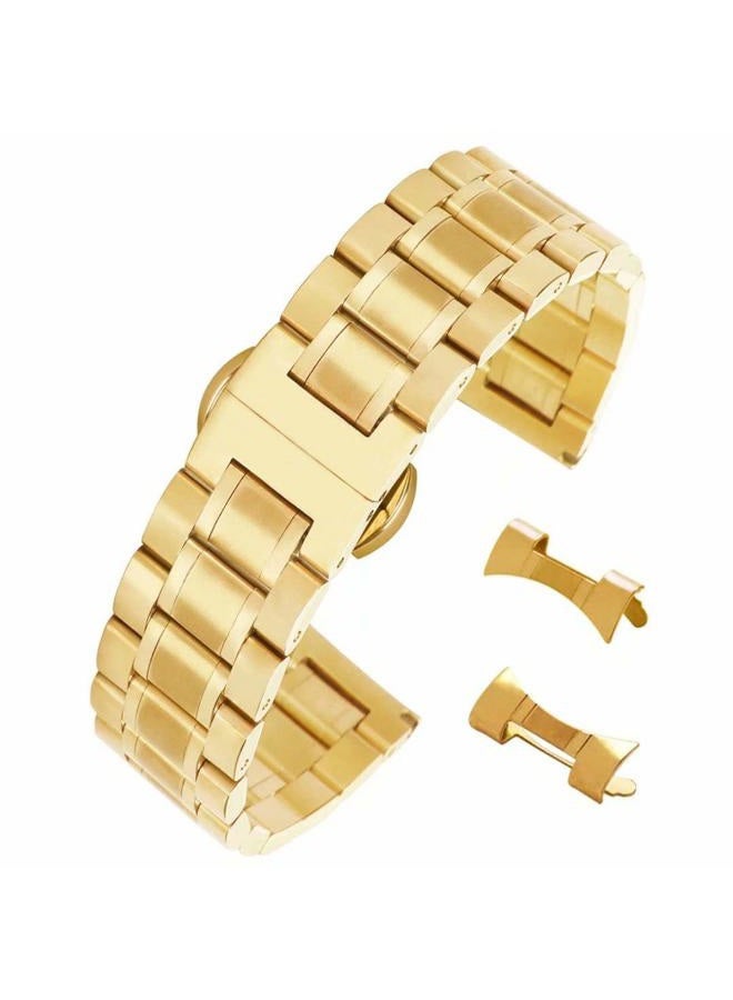 autulet 18mm Superb Solid 304 Stainless Steel Watch Belt Bracelet with Removable Links Butterfly Clasp in Gold - Image 1