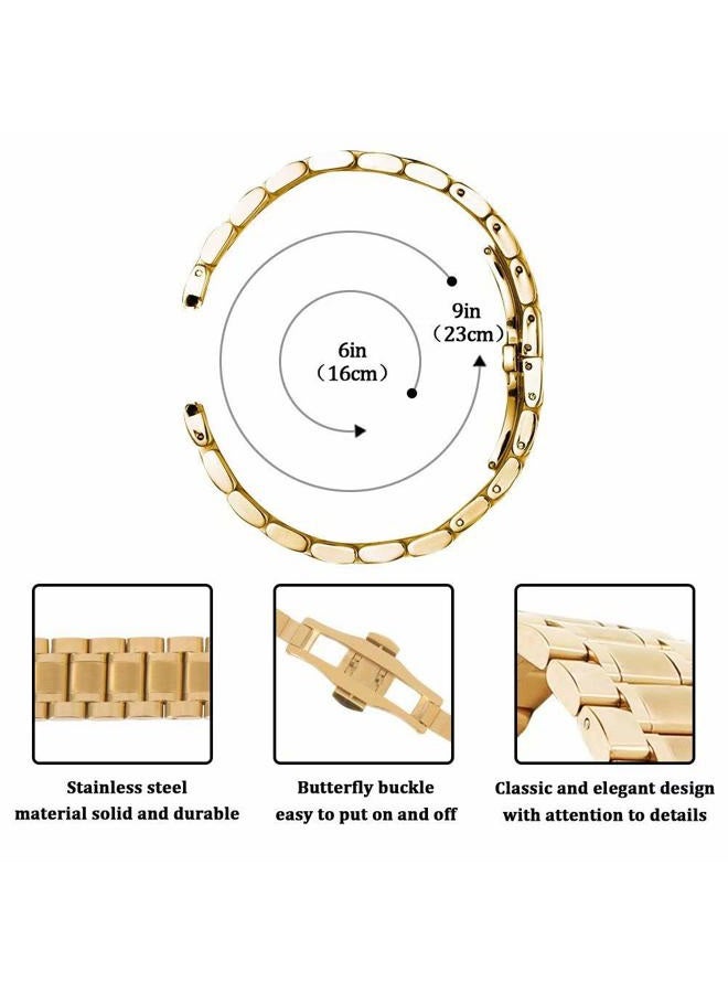 autulet 18mm Superb Solid 304 Stainless Steel Watch Belt Bracelet with Removable Links Butterfly Clasp in Gold - Image 4