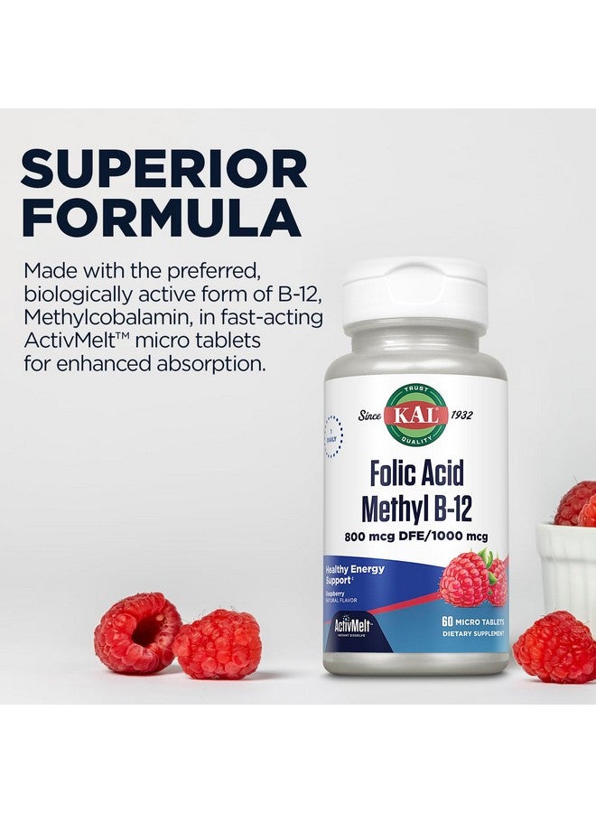 Kal 800 Mcg Folic Acid Methyl B-12 Tablets, Raspberry, 60 Count - Image 5