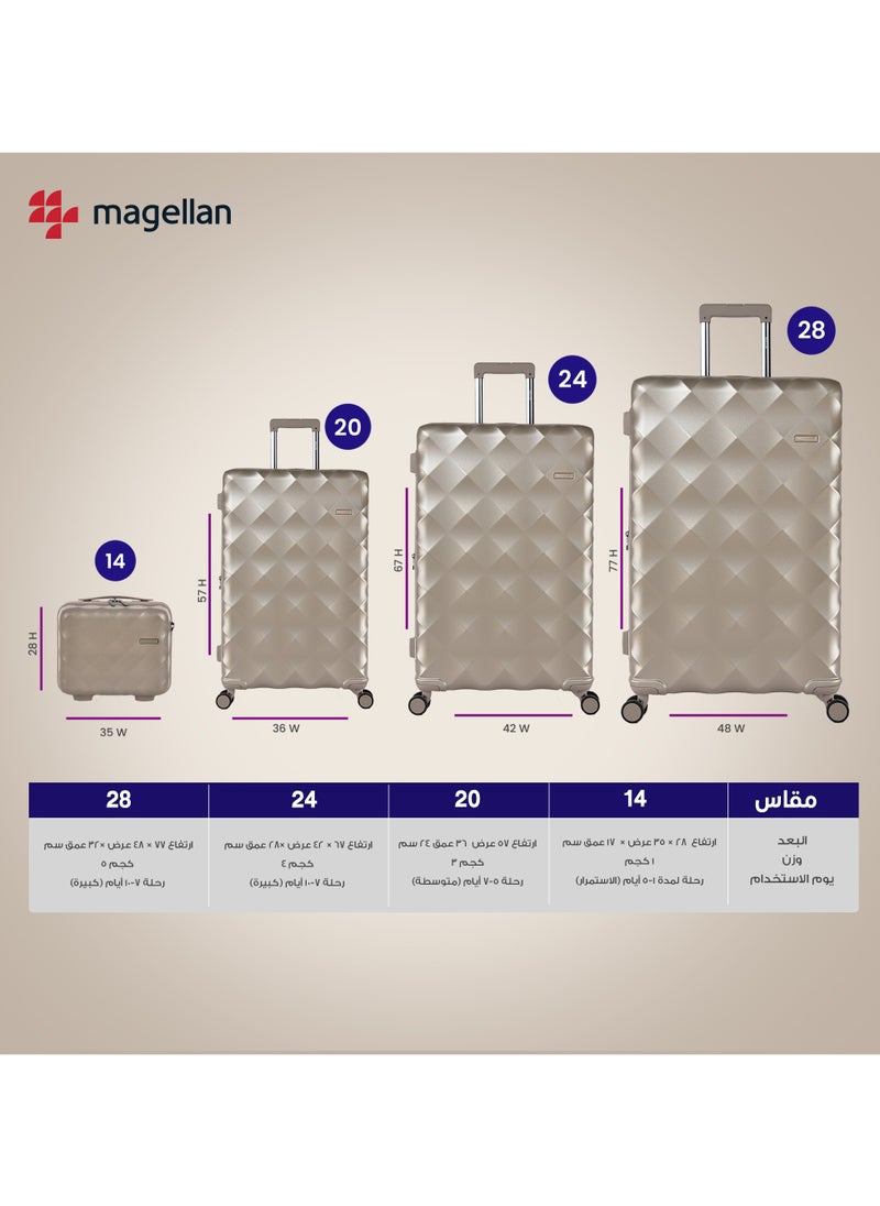 Magellan ABS+PC Trolley 4Pc Set 2111/4P Pink