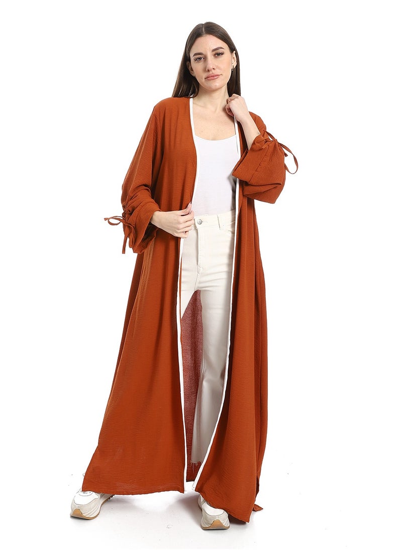 Caesar - Women's long cardigan with stripes on the sleeves - Image 1