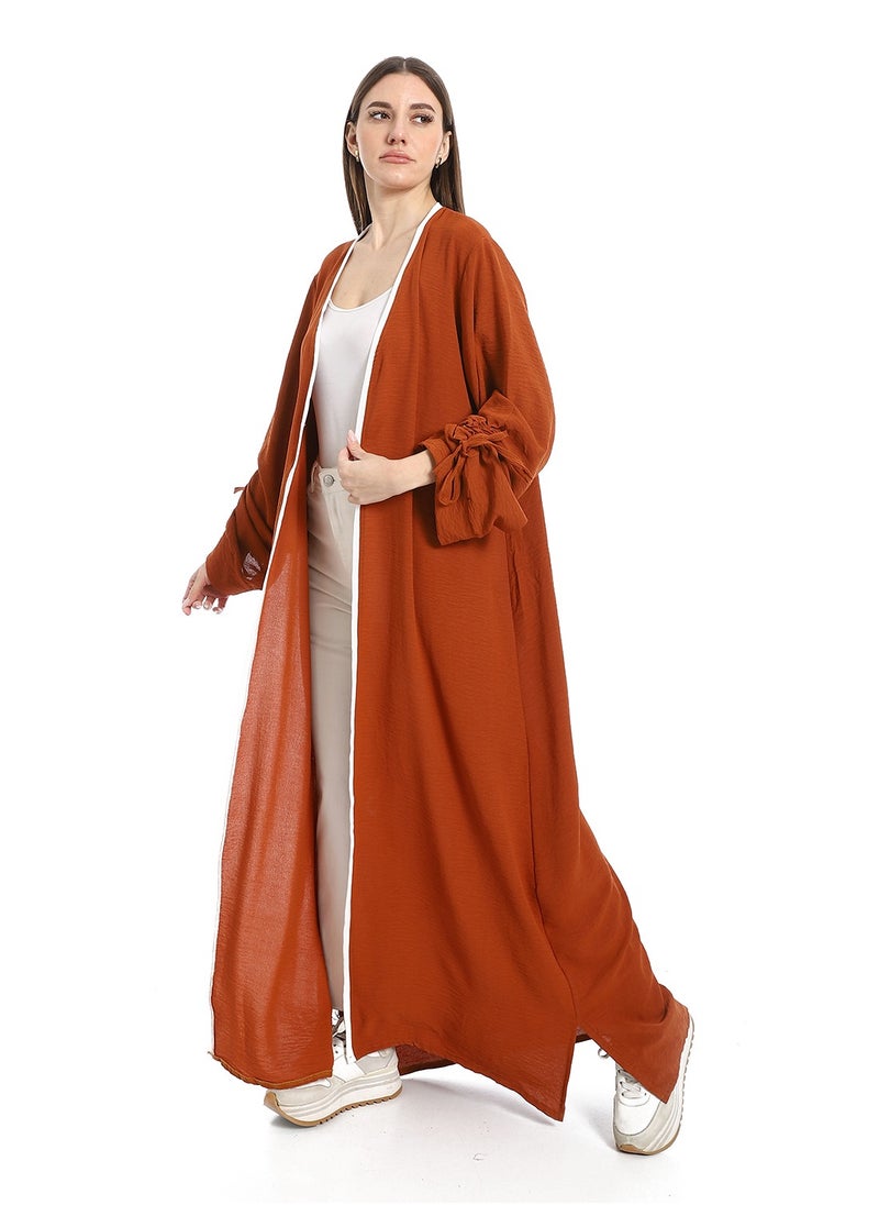 Caesar - Women's long cardigan with stripes on the sleeves - Image 1