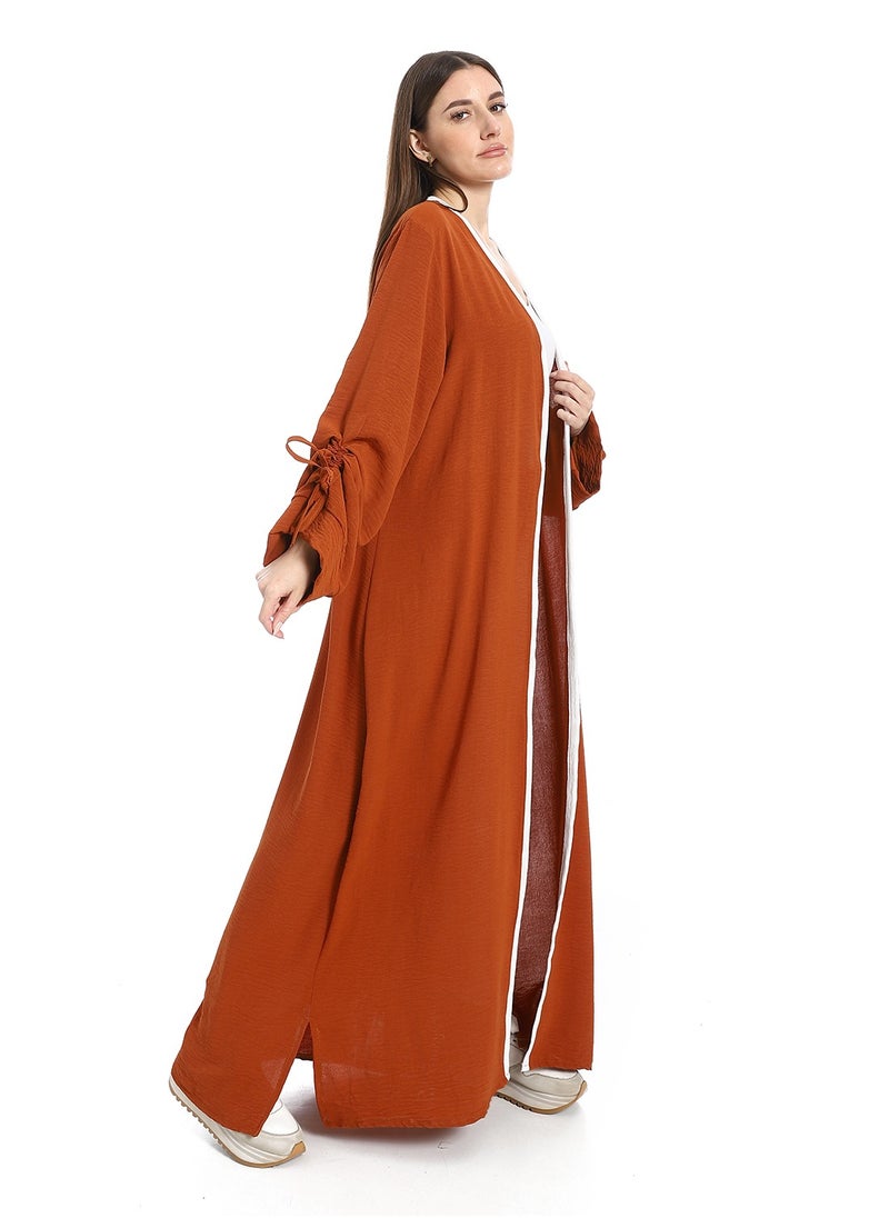 Caesar - Women's long cardigan with stripes on the sleeves - Image 1
