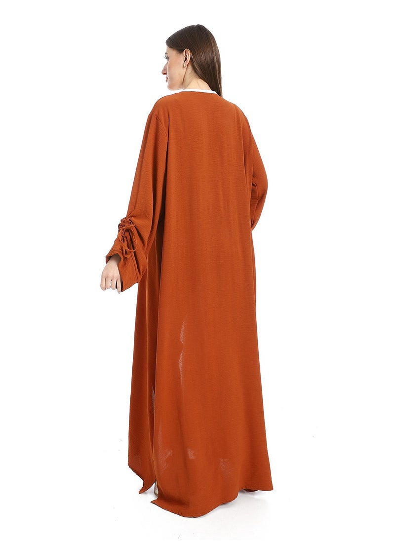 Caesar - Women's long cardigan with stripes on the sleeves - Image 1
