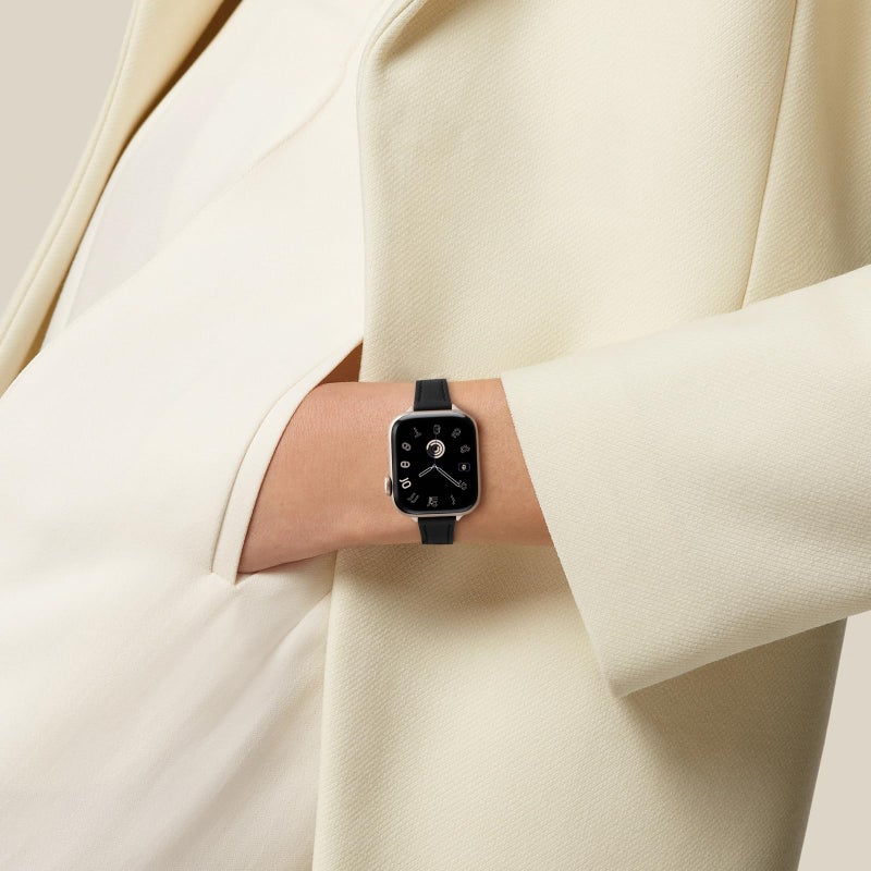 STIROLL Slim Leather Bands Compatible with Apple Watch Band 38mm 40mm 41mm 42mm(Series 11 10), Top Grain Leather Watch Thin Wristband for iWatch SE 9 8 7 6 5 4 3 2 1 (Black Starlight) - Image 5